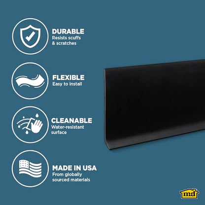 MD Building Vinyl Wall Base Molding, Black, 4in x 48in Self-Stick - size: 48"W x 48"L