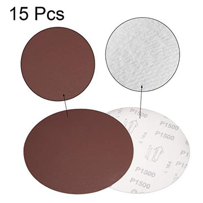 uxcell 15pcs 8" Hook and Loop Sanding Discs 1500 Grit Aluminum Oxide - size: 1500 Grit