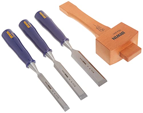 IRWIN Chisel Set for Woodworking with Mallet, 4-Piece (1788114)