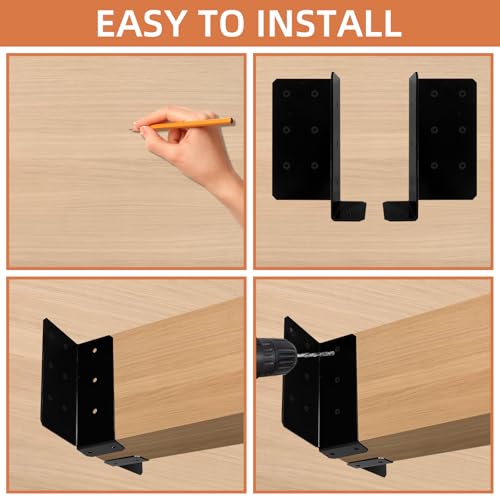 Split Joist Hanger, Wall Mount Joist Bracket with Screws for Wood 14 Gauge Carbon Steel Hurricane Ties for 4"x6",6"x6" Beam 2 Pairs