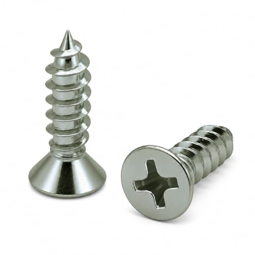 BCP Fasteners #8 x 5/8" Stainless Steel Flat Head Wood Screws, 100 Pack - size: #8 x 5/8"