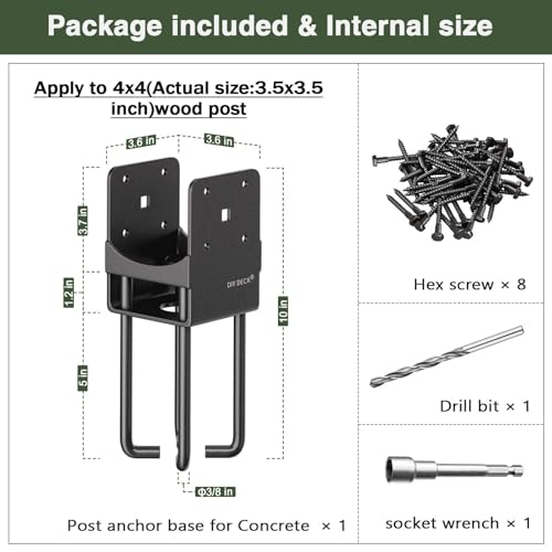1Pack Heavy Duty Stainless Steels U-Shape Wet Concrete Fence Post Holder 4"x4" (Actual 3.5 "x3.5) Base Anchor Bracket with Air Flow Channel for Post Base, Fences, Wood Pergola [Patent Pending] - size: 4x4, style: 1Pack