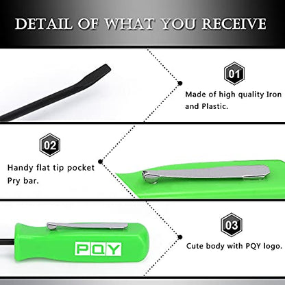 Mini Pocket Pry Bar with Pocket Clip 4.5" Length 3pcs (Green) - color: green