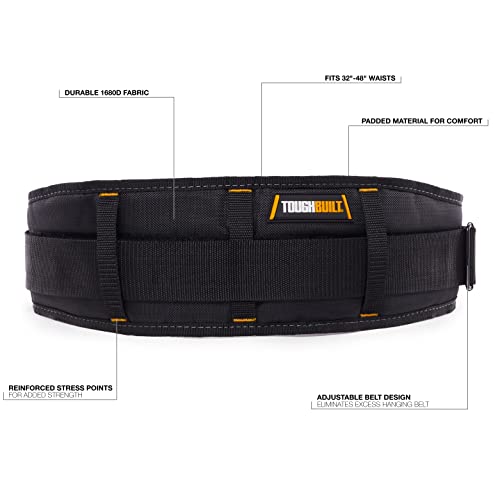 ToughBuilt - Padded Work Belt, Adjustable Fit 32–48", Quick-Release, TB-43A - size: Non-Cliptech
