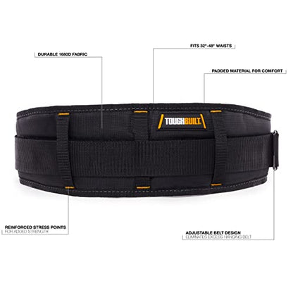 ToughBuilt - Padded Work Belt, Adjustable Fit 32–48", Quick-Release, TB-43A - size: Non-Cliptech