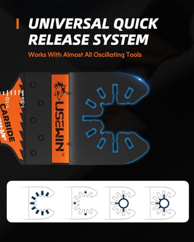 Expert Carbide Oscillating Saw Blades, Curved Edge Multitool Blades, Oscillating Tool Blades for Heavy-Duty Metal, Wood, Rebar and Copper, 3-Pack