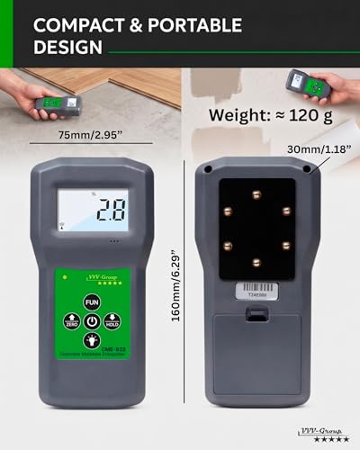Concrete Moisture Meter CME-822 – Non-Destructive Digital Moisture Meter for Concrete Floors, Slabs & Walls, Surface Moisture Tester