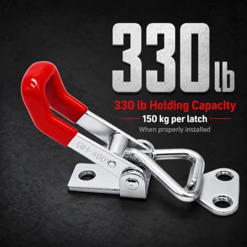 16 Pack Adjustable Toggle Clamp, 330lbs Holding Capacity Heavy Duty 4001 Style Toggle Latch Hasp Clamp for Door, Box Case Trunk, Smoker Lid Jig, Quick Release Pull Latch, Sturdy Metal Draw Latch