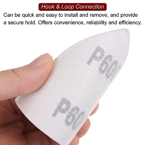 HARFINGTON 60pcs Triangular Hook & Loop Sandpapers 320/400/600/800/1000/1200 Grits 3-1/8" Aluminum Oxide Sanding Pads Mouse Detail Sander Papers Multitool Sheets Set (10pcs of Each Grits) - size: 320/400/600/800/1000/1200 Grits