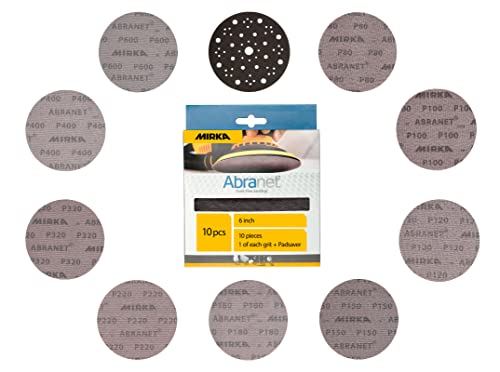 Mirka Abranet 6 Inch Assortment Mesh Sanding Discs, Hook and Loop, 10 Pack - size: Assortment
