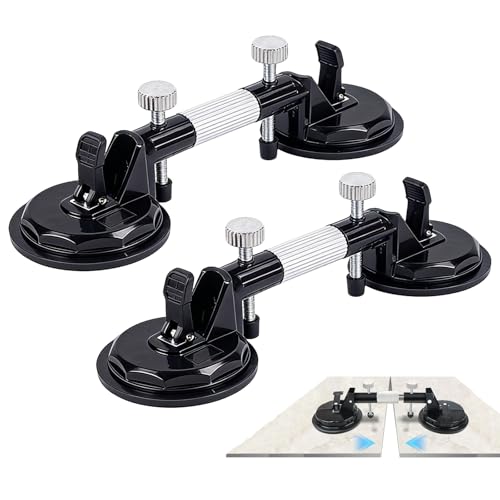 2 Pack Laminate Floor Gap Repair Tool, Professional Countertop Alignment Clamps, Adjustable Granite Seam Setter with Vacuum Suction Cups, for Granite, Marble, Stone and Glass