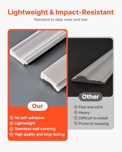 VEVOR Wall Molding Kit, Wainscoting Panels, Lightweight Paintable Polystyrene, Easy to Install, Wide & Narrow Accent Wall Trim for Interior Décor Living Room, Bedroom, White (77.5 x 38.6 in) - size: 38.6" x 77.5"