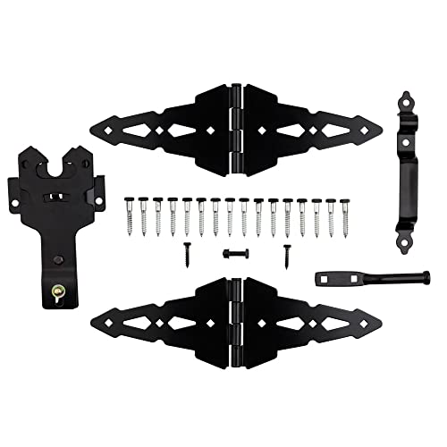 National Hardware Deluxe Latches Decorative Strap Hinges Gate Kit, Black - size: (Pack of 1)
