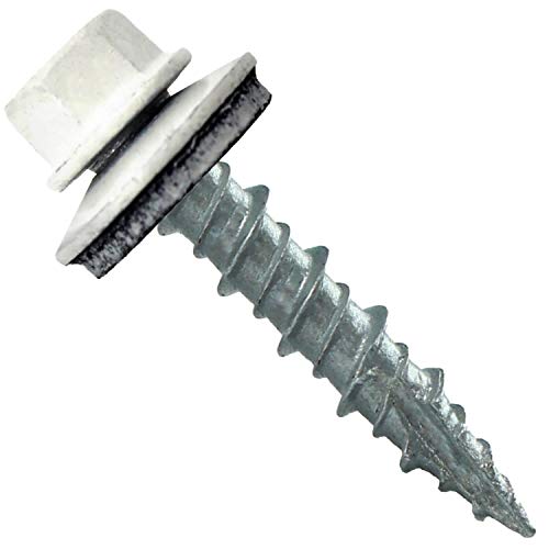 10 x 1 Bone White Metal Roofing Screws - Hex Washer Head- Self-Starting/Tapping - EPDM Washer. 1 Bag - 250 Screws - color: BONE WHITE, size: 1"