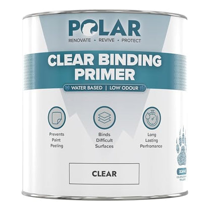 Polar Clear Binding Primer - 17 Fl Oz - High-Adhesion Primer for Drywall, Plaster, Cement, Stucco & Wood - Interior & Exterior Clear Base Coat & Paint Prep - size: 17 Fl Oz (Pack of 1)