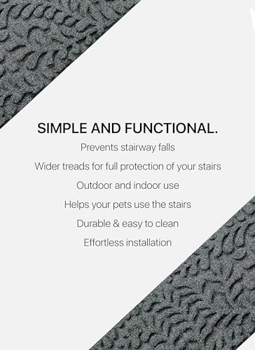 FINEHOUS Outdoor Stair Treads Non-Slip 42”x10” (6-Pack) – Carpet Treads with Rubber Backing Floral Grey - size: 42" X 10"