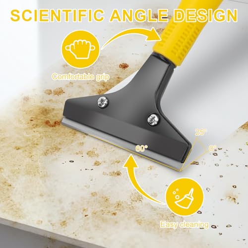 KeFanta Scraper Tool, 4" Wide Heavy Duty Floor Scraper, 45.7" Long Handle - color: Long Handle Floor Scraper Yellow
