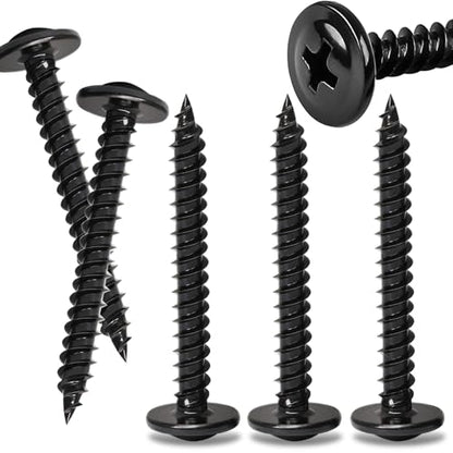 100PCS #8 x 2 Black Wood Screws, Truss Head, Self-Tapping - color: Black, size: 100PCS #8×2"