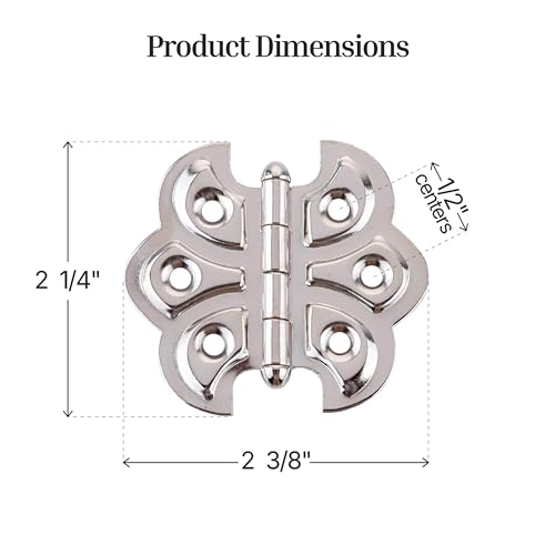 Nickel Plated Butterfly Hinges - Pack of 2 - Surface Mount Cabinet Door Hinges - Furniture Hardware - UA-260-HPN - color: Nickel