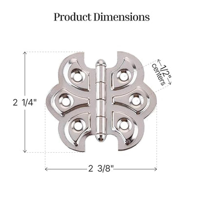 Nickel Plated Butterfly Hinges - Pack of 2 - Surface Mount Cabinet Door Hinges - Furniture Hardware - UA-260-HPN - color: Nickel