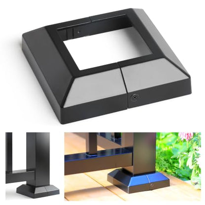 Deck Post Base Covers, Aluminum Post Cover 3"x3", Split Post Base Trim Skirt for Deck railings, Patios (Black-4pcs) - color: Black, size: 3in