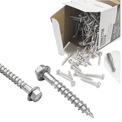 SD10112R500 Connector Screws, #10 x 1-1/2" Heavy-Duty Joist Hanger Screws, 1/4" Hex Head with 0.370"-Dia, Replace 10D Nails, Prem-Galvanized, Corrosion-Resistant and Wear-Resistant (500-Qty)