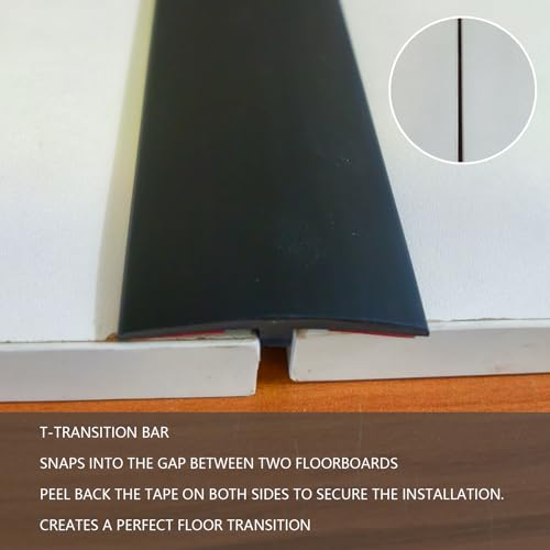 T Molding Flexible Self Adhesive Floor Transition Strip - color: Black, size: T Molding 9.84ft