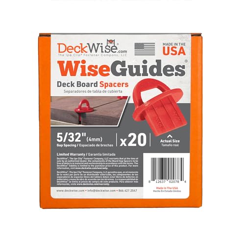 DeckWise WiseGuides Reusable 5/32" Decking Board Spacers, 20 Count - size: 5/32