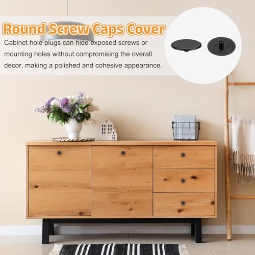 uxcell 300Pcs 3x17.5mm Plastic Hole Plugs, Round Screw Cap Cover, Panel Drill Hole Plugs for Furniture Cabinet Cupboard Shelves Fencing Post Pipe Insert End Caps, Black - color: Black, size: 3x17.5mm