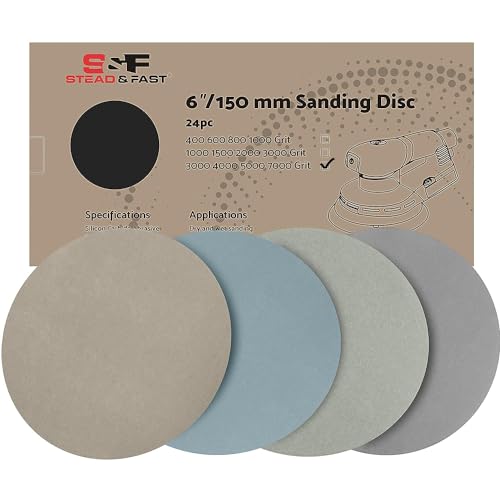 S&F STEAD & FAST 6 inch Sanding Discs Hook and Loop 24 Pcs - style: 3000 4000 5000 7000