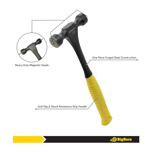 Big Horn 15112 16 Oz Magnetic Double Head Cap Nail Roofing Hammer – Dual Magnetic Faces, One-Handed Nail Placement – Single-Piece Forged Steel, Ergonomic Non-Slip Grips – Roofing, Dry-In, House Wrap - style: Double-Sided Roofing Hammer
