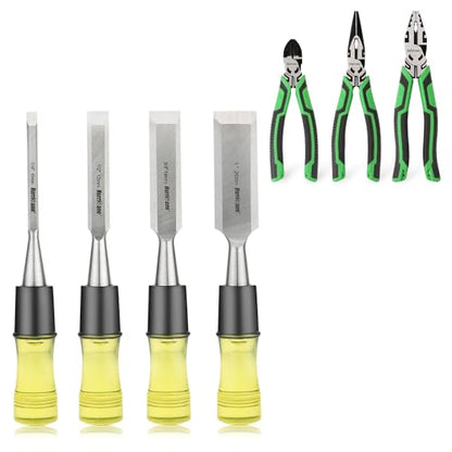HURRICANE 4 Piece Wood Chisel Set with 3 Piece Pliers Set
