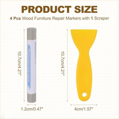PATIKIL 4Pcs Wood Furniture Repair Markers with Scraper, Light Coffee - color: Light Coffee