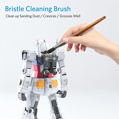 3PCS Model Cleaning Brush Kit (Premium Wooden Handle) Soft Figure Duster Brush, Professional Model Dusting Brush for Statues, Collectible Figurine, Hobby Crafts