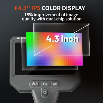 Dual Lens Endoscope Camera with Light, 1920P Industrial Borescope