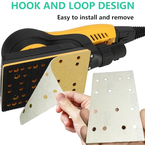 FOWOK 3" x 5" 100Pcs Sanding Sheet Compatible with Festool RTS 400 Sander - style: Yellow-100