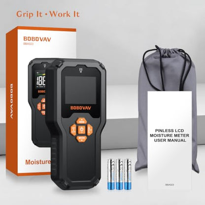Pinless Moisture Meter with Data Memory & Custom Warning Threshold
