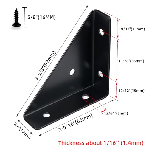 2-9/16" Corner Brace L Bracket for Wood – 10 Pack Right Angle Brackets
