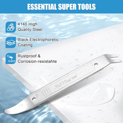 4140 Dual-purpose Steel Pry Bar, Multi-Function Trim Removal Tool for Automotive Panel,Planes Panel, Interior &exterior Trim Removal (Silver Pry Tool 2pc) - size: Double Head silver 2pcs