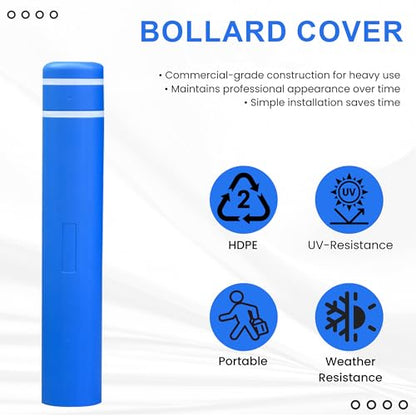 OrangeStar Bollard Cover 6" x 46" Blue with 2 Reflective Collars - color: Blue, size: 6"x46"
