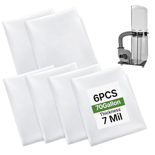 Dust Collector Bags 6 Pcs 7Mil 19.5" Dia 35-70 Gal 31"x40" for Woodworking