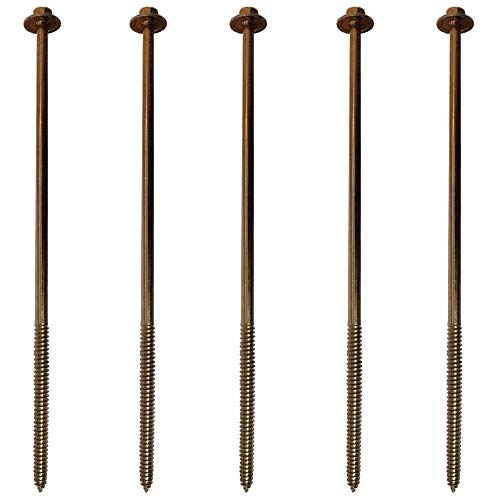BRAUNY BOY - #12 x 12”- Extra Long Structural Lag Heavy Duty Construction Wood Screw – Yellow Zinc Corrosion Resistant Coating Exterior Timber, Landscape - Easy HEX HEAD DRIVE – Flange Head 12 in (10)
