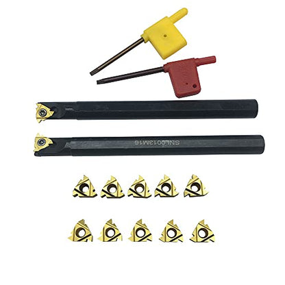 Threading Carbide Inserts 16IR 16ER AG60 with Threading Tool Holder for Steel - color: 2pcs threading boring bar + 16ER/IR