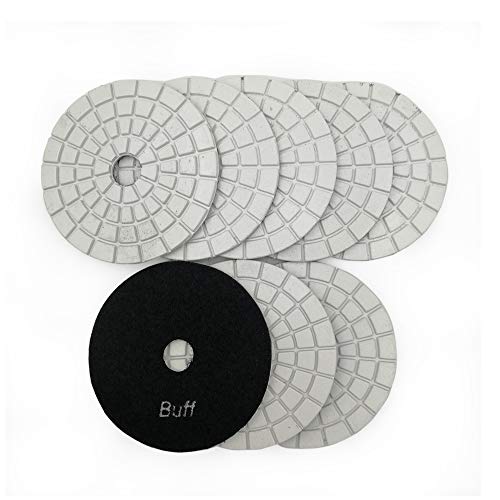 SHDIATOOL 8Pcs 4 Inch Diamond Wet Polishing Pads with White Bond White Buff for Marble Granite Stone - style: White Buff