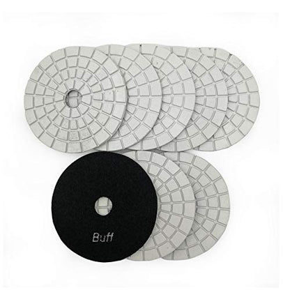 SHDIATOOL 8Pcs 4 Inch Diamond Wet Polishing Pads with White Bond White Buff for Marble Granite Stone - style: White Buff