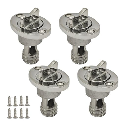 4Pcs Oval Garboard Boat Drain Plug Fits 1“ Hole, Thread 3/4'' SS316
