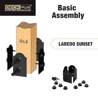 Deck Plus Laredo Sunset Faux Post Base Kit, 4in x 4in, 1 Kit, Black
