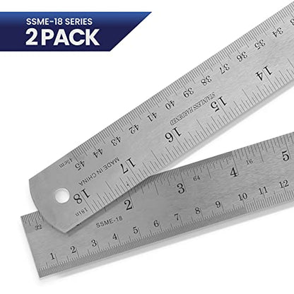 2 Pack - Pacific Arc 18 Inch Stainless Steel Ruler with Inch/Metric Conversion Table - style: 2 Pack | 18 in