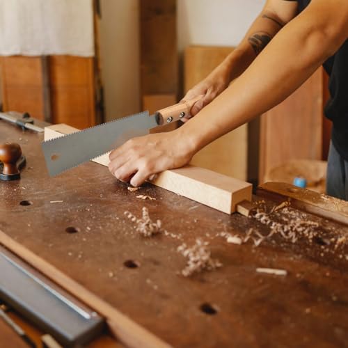 Japanese Hand Saw, 6 Inch Flush Cut Double-Sided Fine Teeth Wood Pull for Hardwood & Softwood Woodworking Trim (15/17TPI)