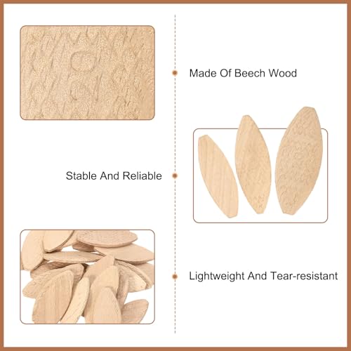 uxcell 50Pcs Wood Joiner Biscuits, 57x24x3.8mm Woodworking Biscuits, Wood Board Docking Tool Joiner Accessories for Carpenters and DIY Projects - size: 57x24x3.8mm